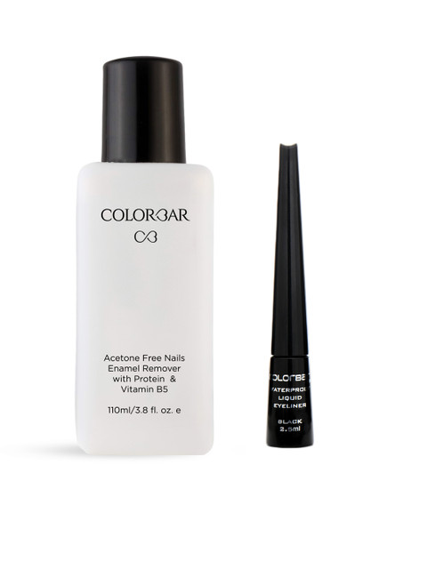

Colorbar Acetone Free Nail Enamel Remover & Colorbar Precision Waterproof Eye Liner, Black