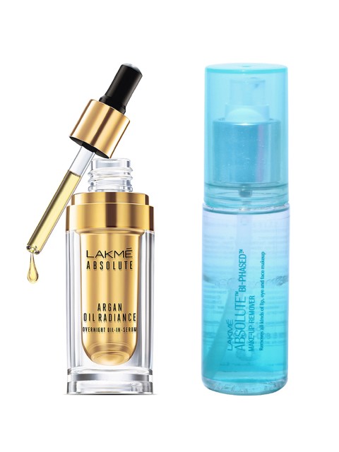 

Lakme Make-Up Remover & Argan Oil Overnight Oil-in-Serum, Gold