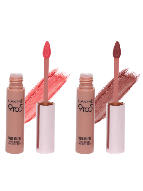 

Lakme 9 to 5 Weightless Matte Mousse Pink Plush & Rose Touch Lip & Cheek Colors