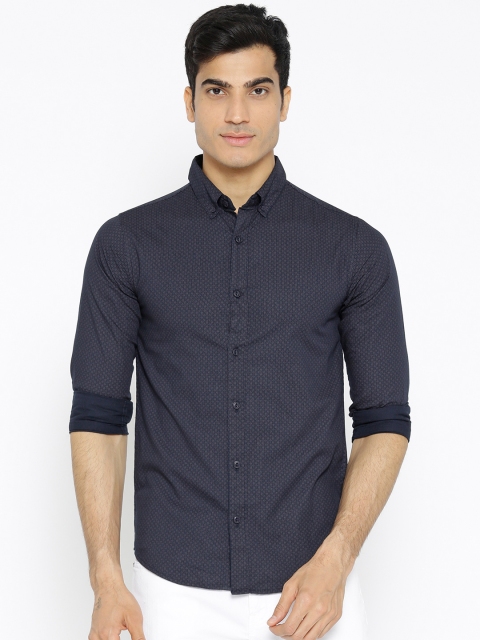 

ONLY & SONS Men Navy Blue Slim Fit Printed Casual Shirt