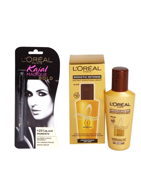 

LOreal Paris Set of Smoothing Serum & Bold Kajal, Black