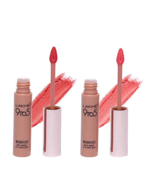 

Lakme Set of 2 Weightless Matte Mousse Lip & Cheek Colours, Pink