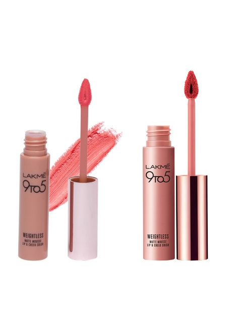 

Lakme Set of 2 Weightless Matte Mousse Lip & Cheek Colours, Pink