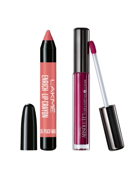 

Lakme Set of Lip Crayon & Lip Gloss, Peach