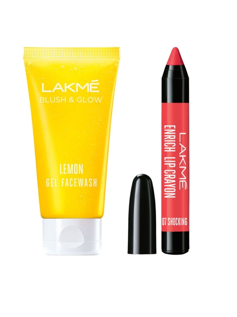 

Lakme Set of Blush & Glow Face Wash & Enrich Lip Crayon, Pink