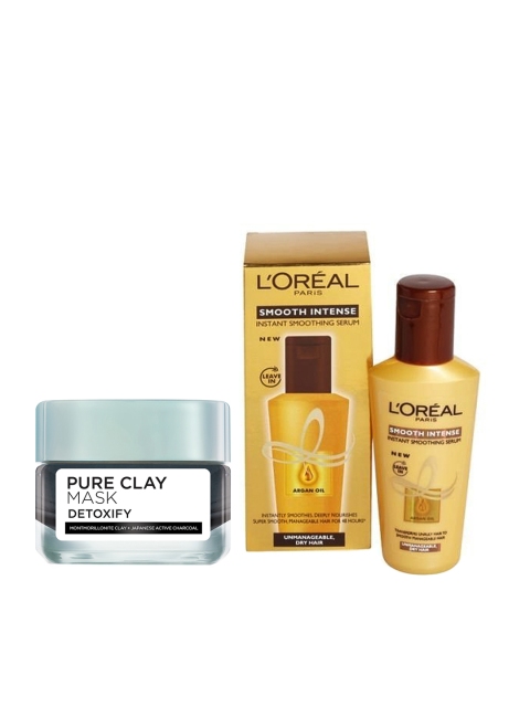 

LOreal Set of Smoothing Serum & Face Mask, Black