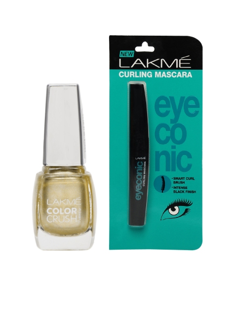 

Lakme Set of 2 Truewear Color Crush 01 Nail Polish & Eyeconic Curling Mascara, Black