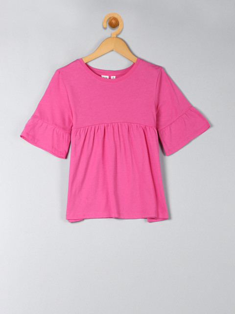 

GAP Girls Flutter Sleeve Cinched-Waist Pure Cotton Top, Pink