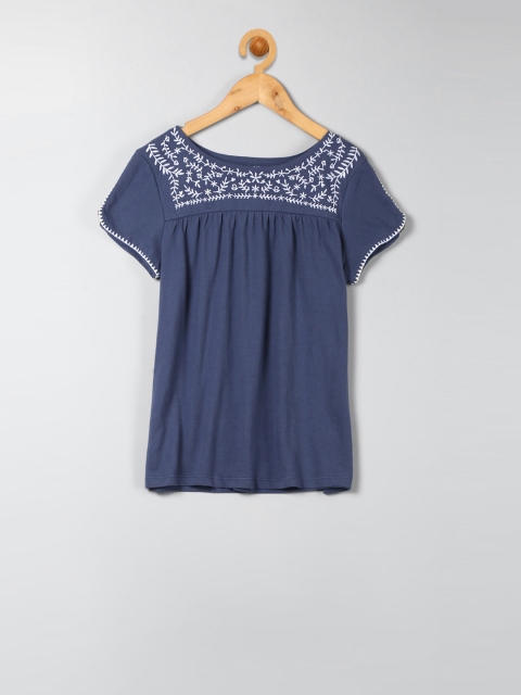 

GAP Girls Embroidery Short Sleeve Top, Blue