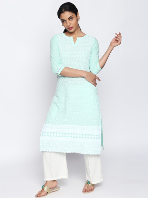 

NAARI Women Lime Green Woven Designed Kurta