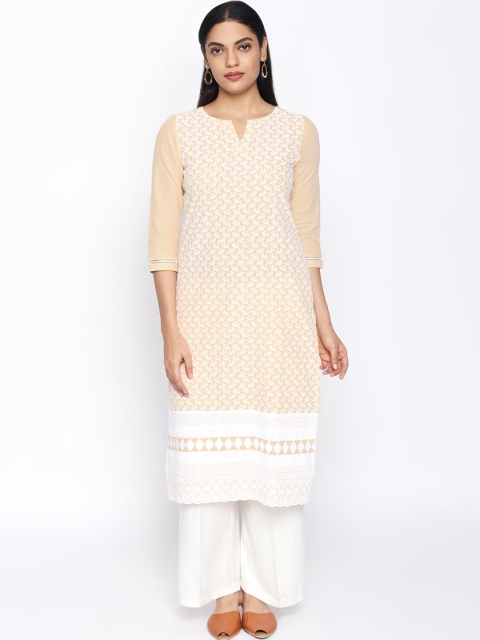 

NAARI Women Beige Woven Desinged Kurta