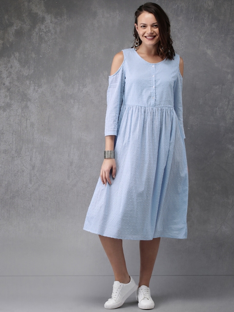 

Anouk Women Blue Woven Design A-Line Kurta