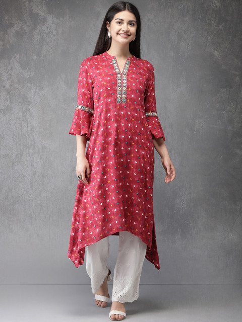 

Anouk Women Red Printed A-Line Kurta