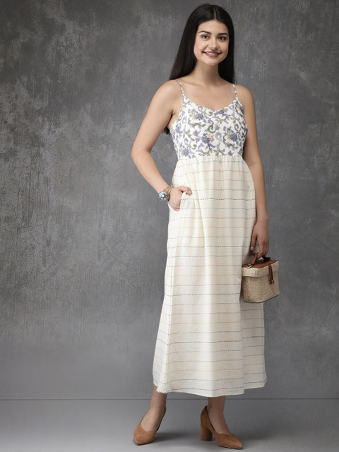 

Anouk Women Off-White Printed A-Line Fusion Kurta
