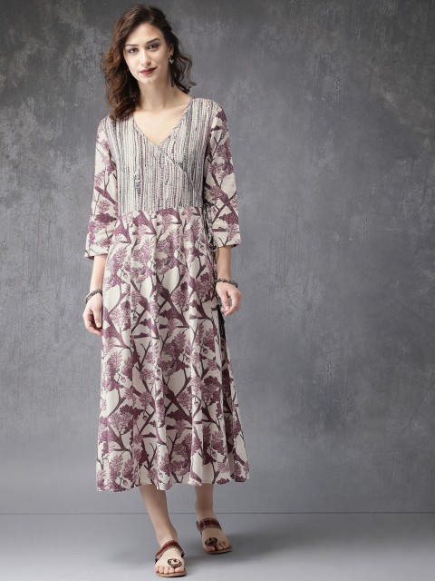 

Anouk Women Mauve Printed A-Line Kurta