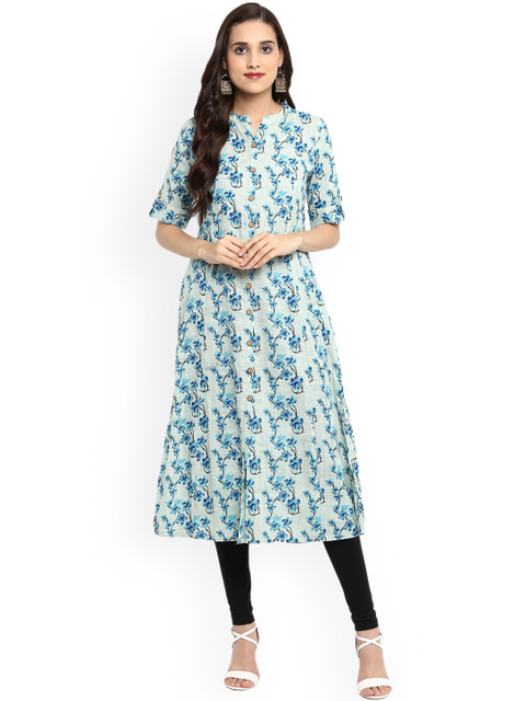 

Prakhya Women Blue Printed Straight Kurta