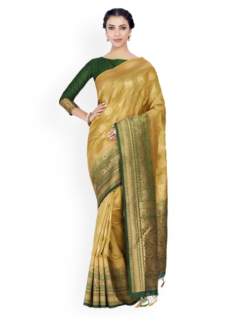 

MIMOSA Mustard Art Silk Embellished Kanjeevaram Saree