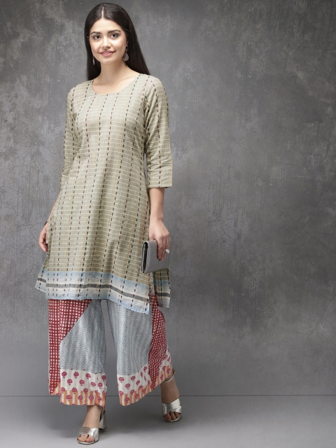 

Anouk Women Beige Printed Kurta with Palazzos
