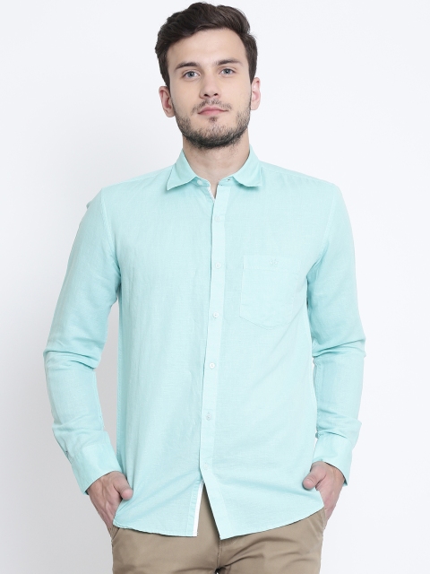 

Crimsoune Club Men Sea Green Standard Slim Fit Solid Casual Shirt