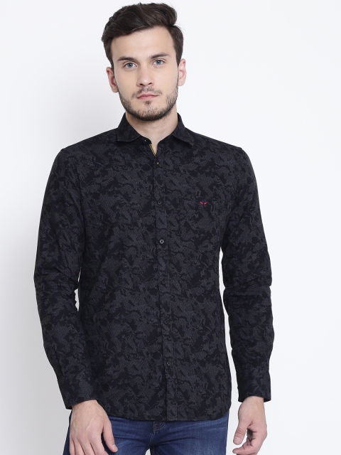 

Crimsoune Club Men Black Standard Slim Fit Printed Casual Shirt