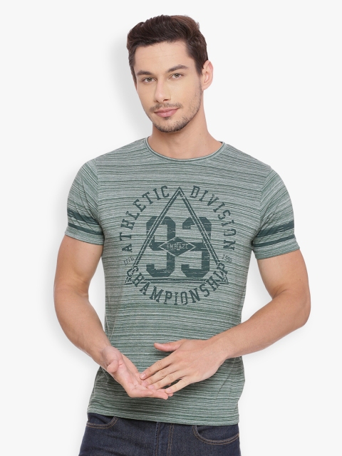 

Basics Men Green Printed Round Neck T-shirt