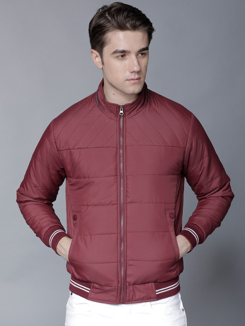 

LOCOMOTIVE Men Maroon Solid Padded Jacket