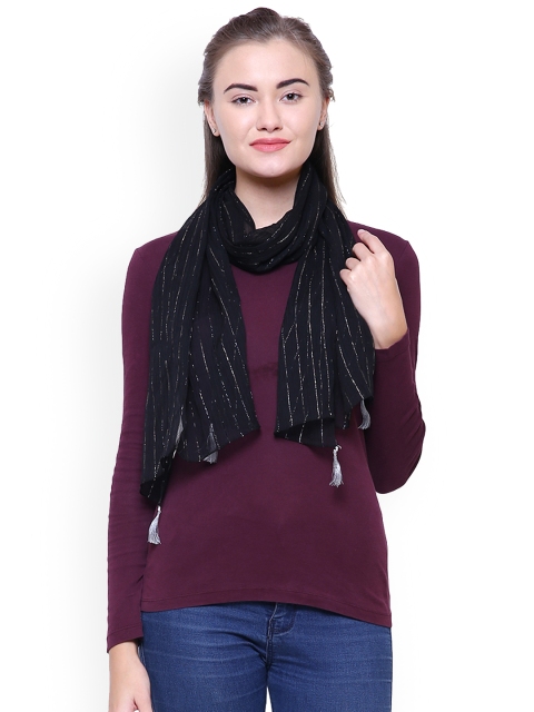 

Anekaant Black Striped Scarf