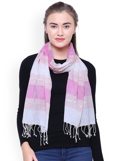 

Anekaant Pink Striped Scarf