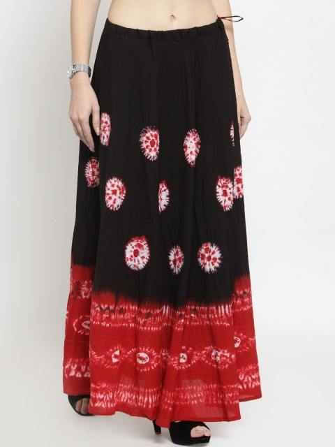 

Geroo Jaipur Women Red And Black Flared Tie And Dye Skirt