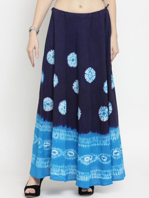 

Geroo Jaipur Women Blue And Black Flared Tie And Dye Skirt