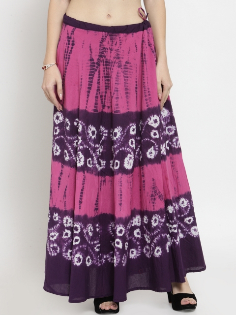 

Geroo Jaipur Women Pink And Brown Flared Tie And Dye Skirt