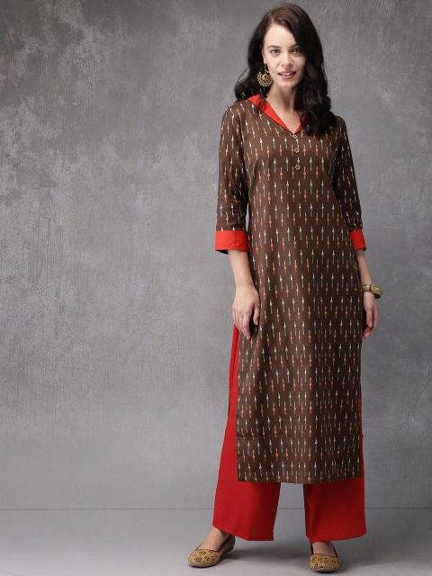 

Anouk Women Brown & Red Printed Kurta With Palazzos