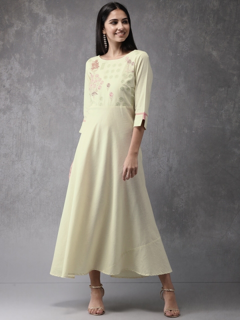 

Anouk Women Cream-Coloured Yoke Design A-Line Fusion Kurta