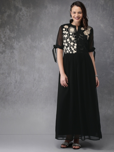 

Anouk Women Black Embroidered A-Line Kurta
