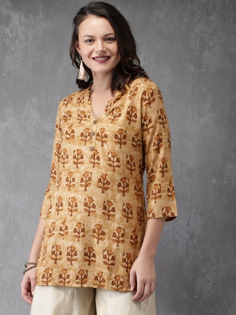 

Anouk Women Mustard Yellow Printed Top