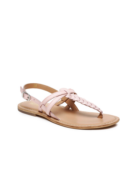 

Tao Paris Women Pink Solid Leather T-Strap Flats
