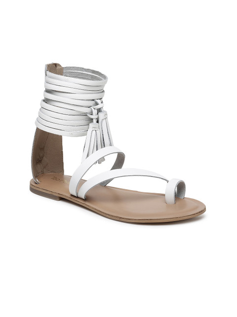 

Tao Paris Women White Solid Leather Gladiators