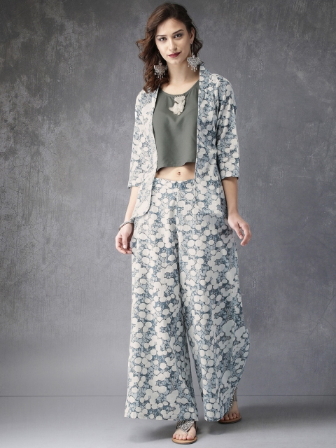 

Anouk Women Grey & White Printed Top with Palazzos