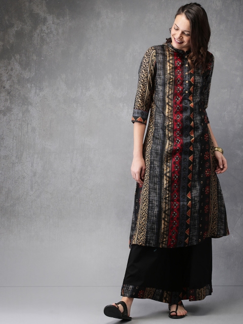

Anouk Women Black Printed Kurta with Palazzos