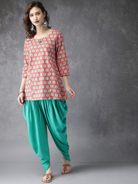 

Anouk Women Multicoloured & Green Printed Kurti with Dhoti Pants, Multi