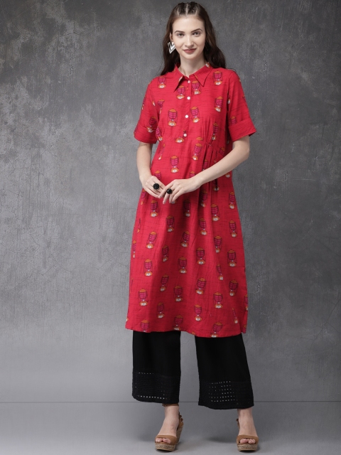 

Anouk Women Red Quirky Printed A-Line Kurta