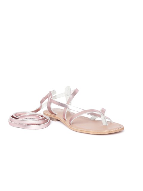 

Tao Paris Women Rose Gold-Toned Leather Gladiators
