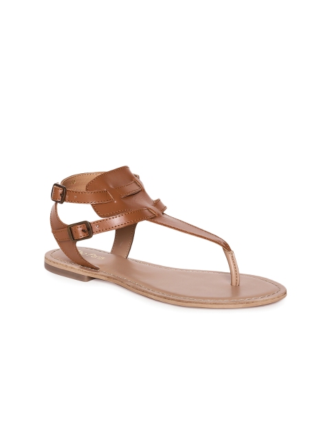 

Tao Paris Women Brown Adeba T-Strap Leather Flats