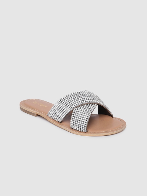 

Tao Paris Women Silver-Toned Embellished Open Toe Flats