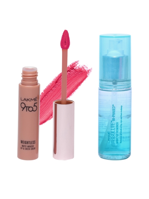 

Lakme Make-Up Remover & Matte Mousse Fuchsia Suede Lip & Cheek Colour, Pink
