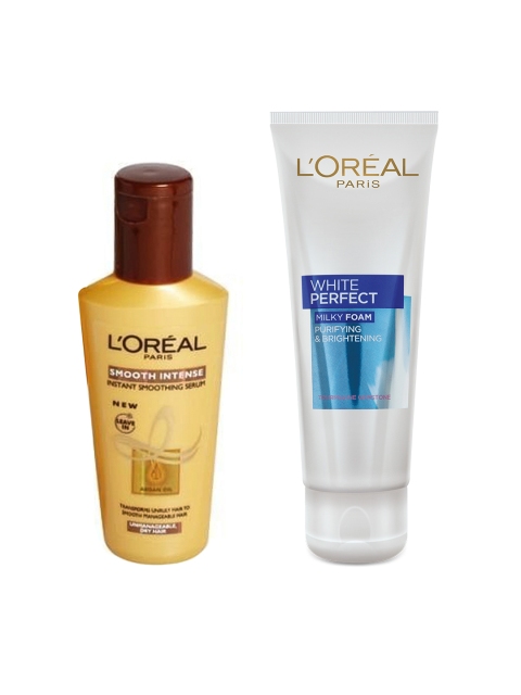 

LOreal Paris Smooth Intense Smoothing Serum & White Perfect Milky Foam Face Wash