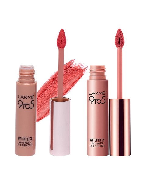 

Lakme 9to5 Set of 2 Weightless Matte Mousse Lip Colour, Pink