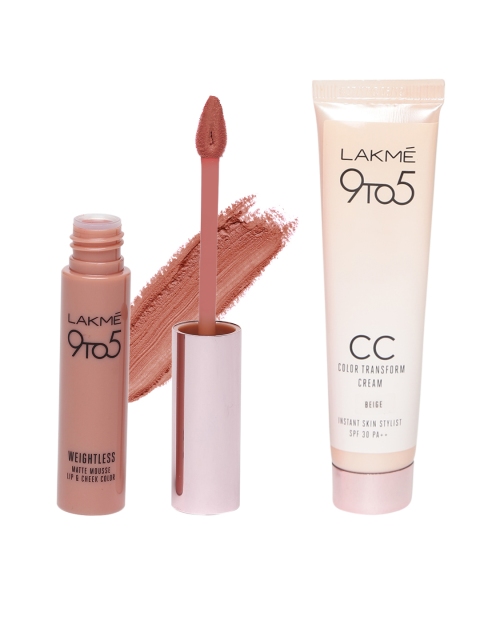 

Lakme Women 9To5 Matt Lip Colour & CC Cream Makeup Gift Set, Nude