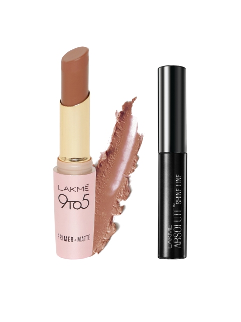 

Lakme Absolute Shine Line Black Eye Liner & Map Primer+Matte Lipstick Set, Pink