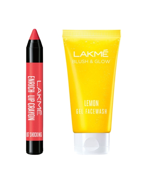 

Lakme Enrich Pink Burst Lip Lipstick & Blush and Glow Lemon Facewash